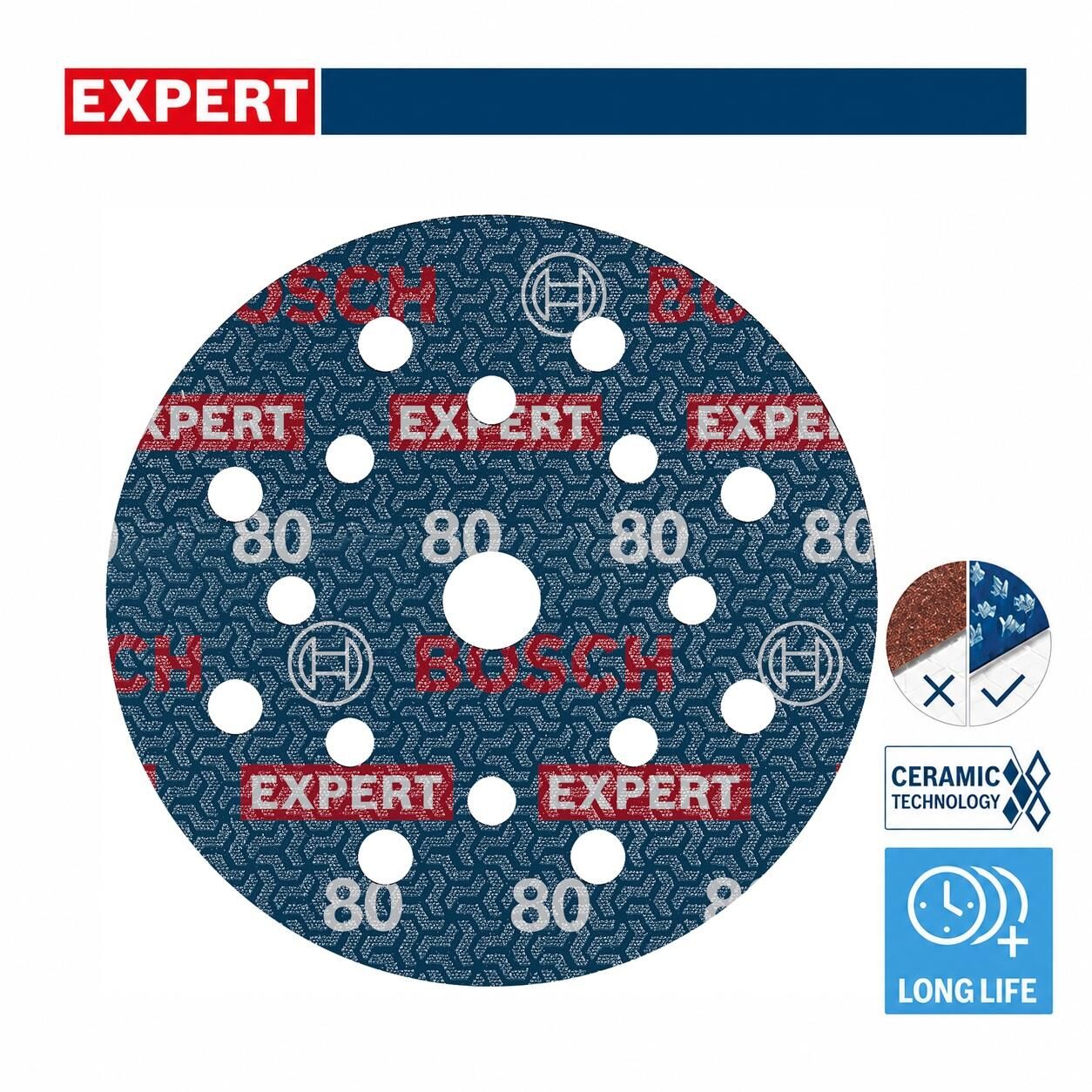 Bosch Expert O780 125 mm 80 Kum 6'lı Cırtlı Folyo Zımpara Diski 2608902400