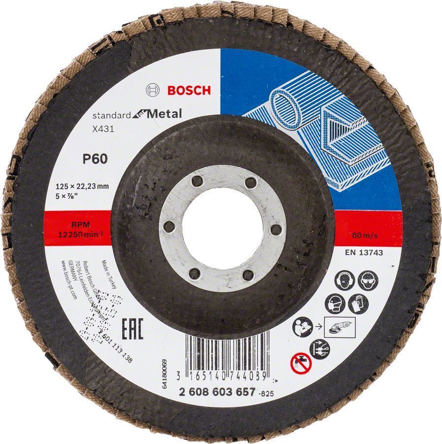 Bosch 125 mm 60 Kum X431 Standart Metal Flap Disk 2608603657