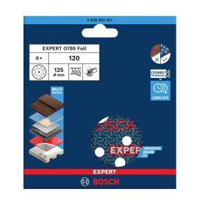 Bosch Expert O780 125 mm 120 Kum 6'lı Cırtlı Folyo Zımpara Diski 2608902401
