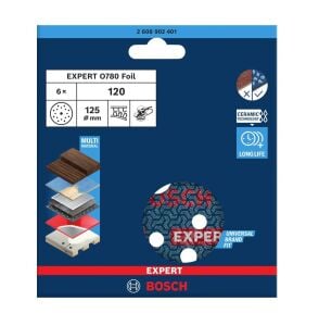 Bosch Expert O780 125 mm 120 Kum 6'lı Cırtlı Folyo Zımpara Diski 2608902401