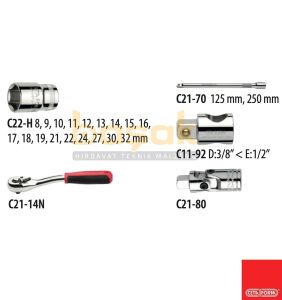 Ceta Form 23 Parça 1/2” Lokma Takımı Plastik Çantalı C20-23PH4