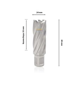 3Keego 24 x 55 mm HSS Manyetik Matkap Ucu SHC55
