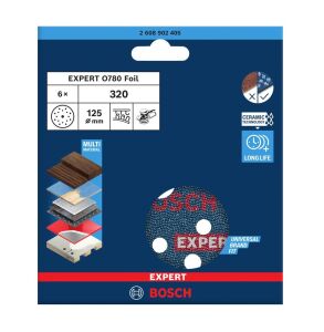 Bosch Expert O780 125 mm 320 Kum 6'lı Cırtlı Folyo Zımpara Diski 2608902405