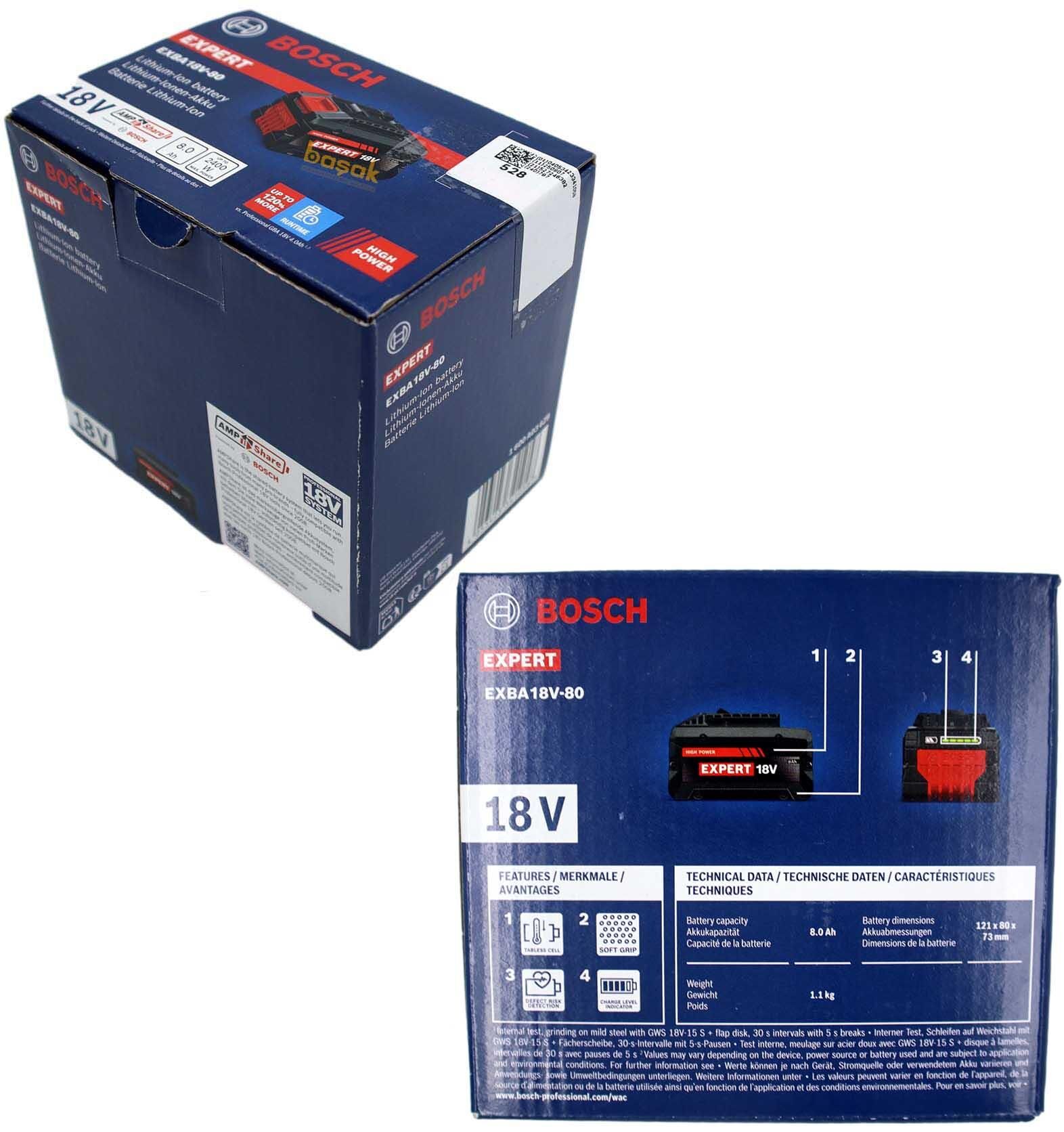 Bosch Expert 8,0 Ah Yedek Akü EXBA 18V-80 1600A036ZB | Bosch