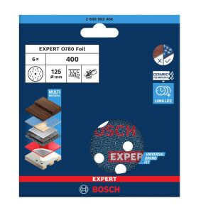 Bosch Expert O780 125 mm 400 Kum 6'lı Cırtlı Folyo Zımpara Diski 2608902406