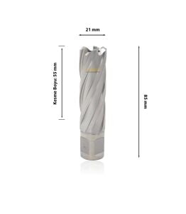 3Keego 21 x 55 mm HSS Manyetik Matkap Ucu SHC55