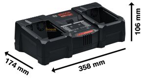 Bosch Expert EXAL18V2-320 Aynı Anda 2 Akü Hızlı Şarj Cihazı 1600A02YG5