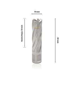 3Keego 19 x 55 mm HSS Manyetik Matkap Ucu SHC55