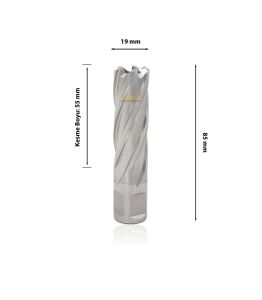 3Keego 19 x 55 mm HSS Manyetik Matkap Ucu SHC55