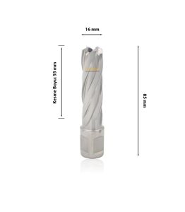 3Keego 16 x 55 mm HSS Manyetik Matkap Ucu SHC55