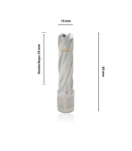 3Keego 16 x 55 mm HSS Manyetik Matkap Ucu SHC55