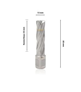 3Keego 15 x 55 mm HSS Manyetik Matkap Ucu SHC55