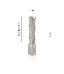 3Keego 15 x 55 mm HSS Manyetik Matkap Ucu SHC55