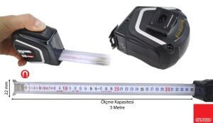 Ceta Form Pro-Brake 5 mt x 22 mm Mıknatıslı Şerit Metre P01-0522