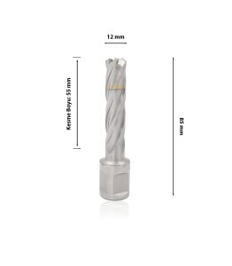 3Keego 12 x 55 mm HSS Manyetik Matkap Ucu SHC55