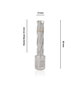 3Keego 12 x 55 mm HSS Manyetik Matkap Ucu SHC55