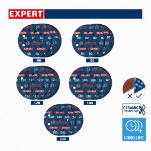 Bosch Expert O780 125 mm 55'li 60-240 Kum Cırtlı Folyo Zımpara Seti 2608902429