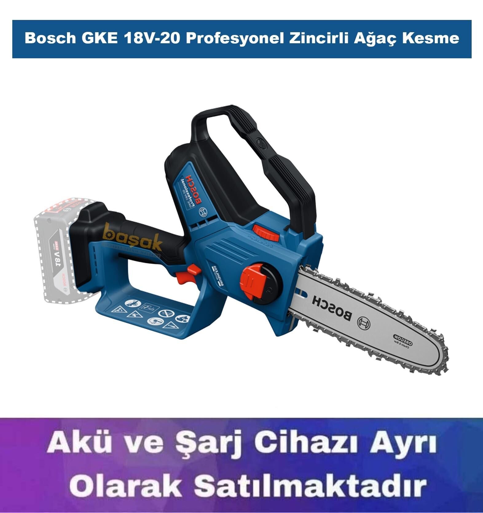 Bosch GKE 18V-20 Profesyonel Zincirli Ağaç Kesme (Solo) 06008D7100
