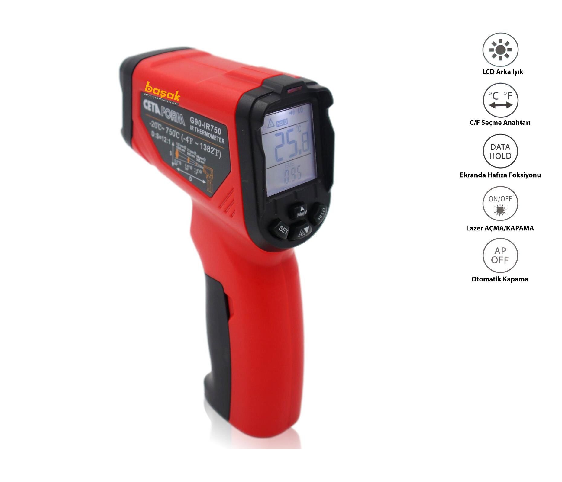 Ceta Form Infrared Lazerli Termometre -20 °C / 750 °C G90-IR750