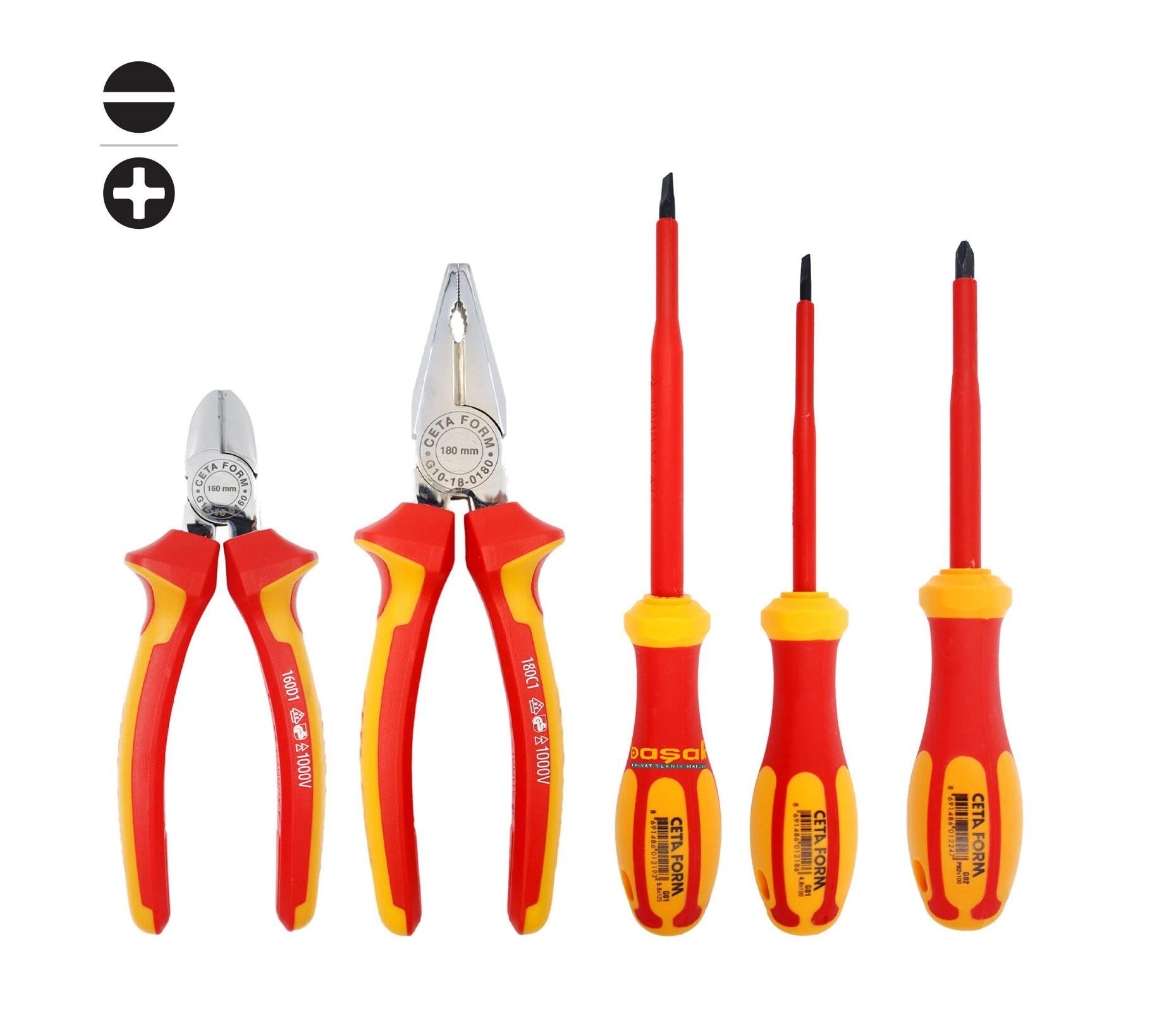 Ceta Form 5 Parça 1000 volt VDE İzoleli Pense - Tornavida Seti G99-18-05PH