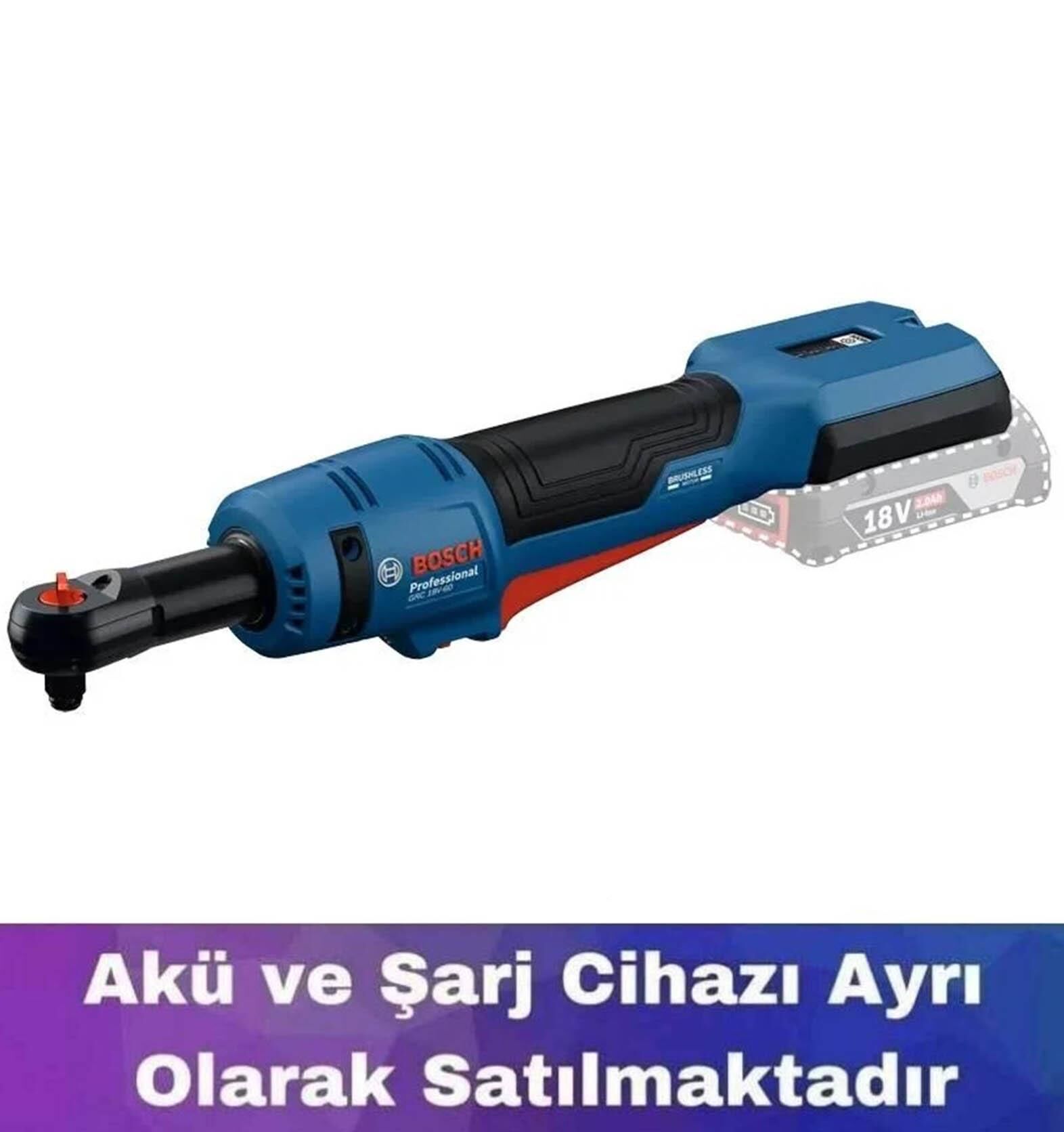Bosch GRC 18V-60 3/8 Akülü Cırcır Anahtarı (Akü ve Şarj Yoktur) 06019N8080