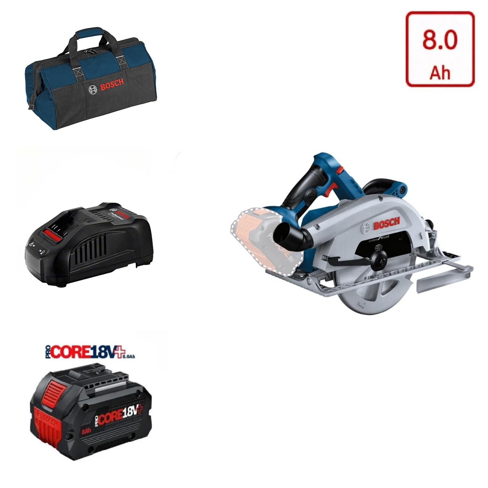 Bosch GKS 18V-68 C 1x8 Ah Procore 18V+ Akülü Daire Testere Bez Çantalı