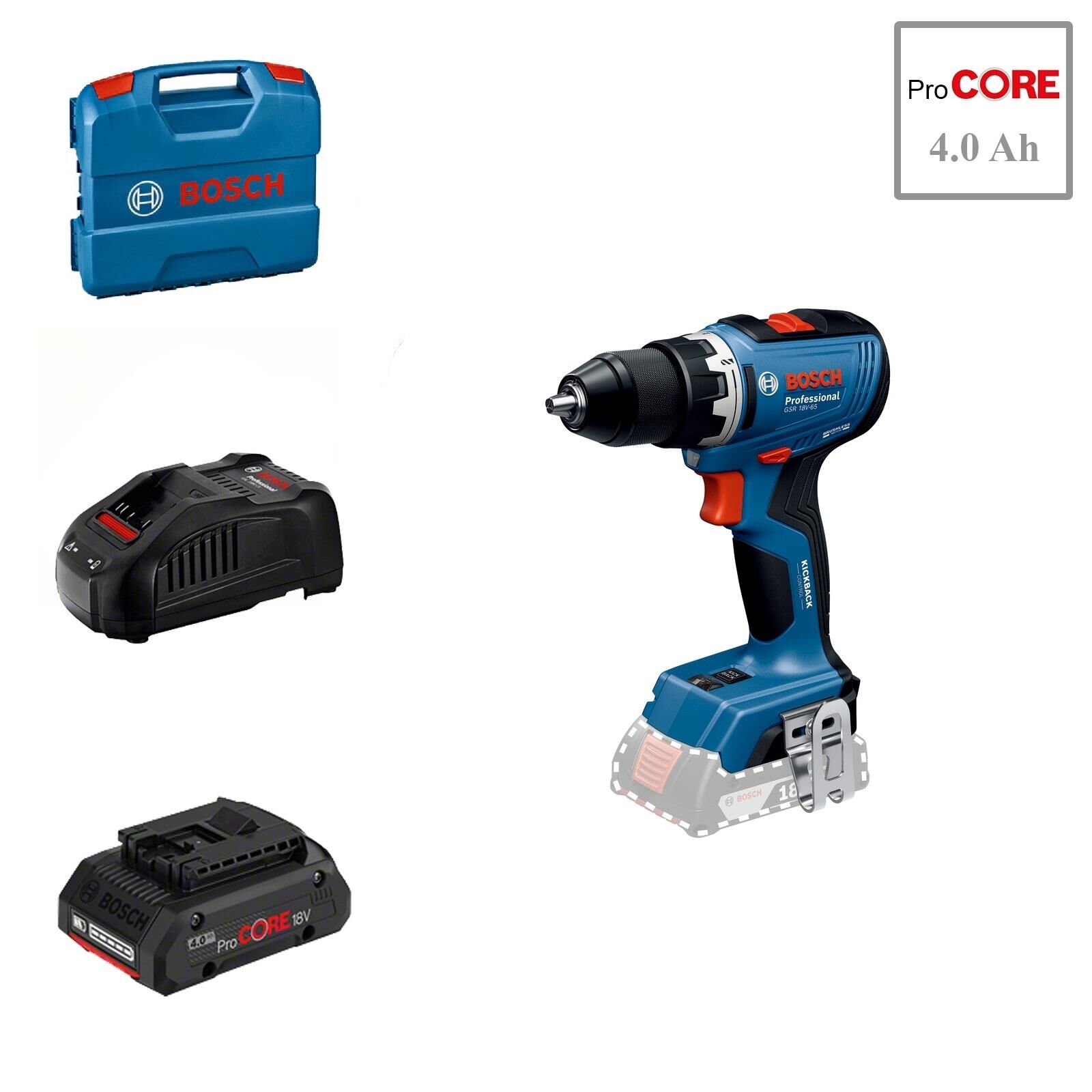 Bosch GSR 18V-65 1x4 Ah ProCORE Akülü Vidalama