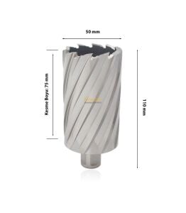 3Keego 50 x 75 mm HSS Uzun Manyetik Matkap Ucu SHC75