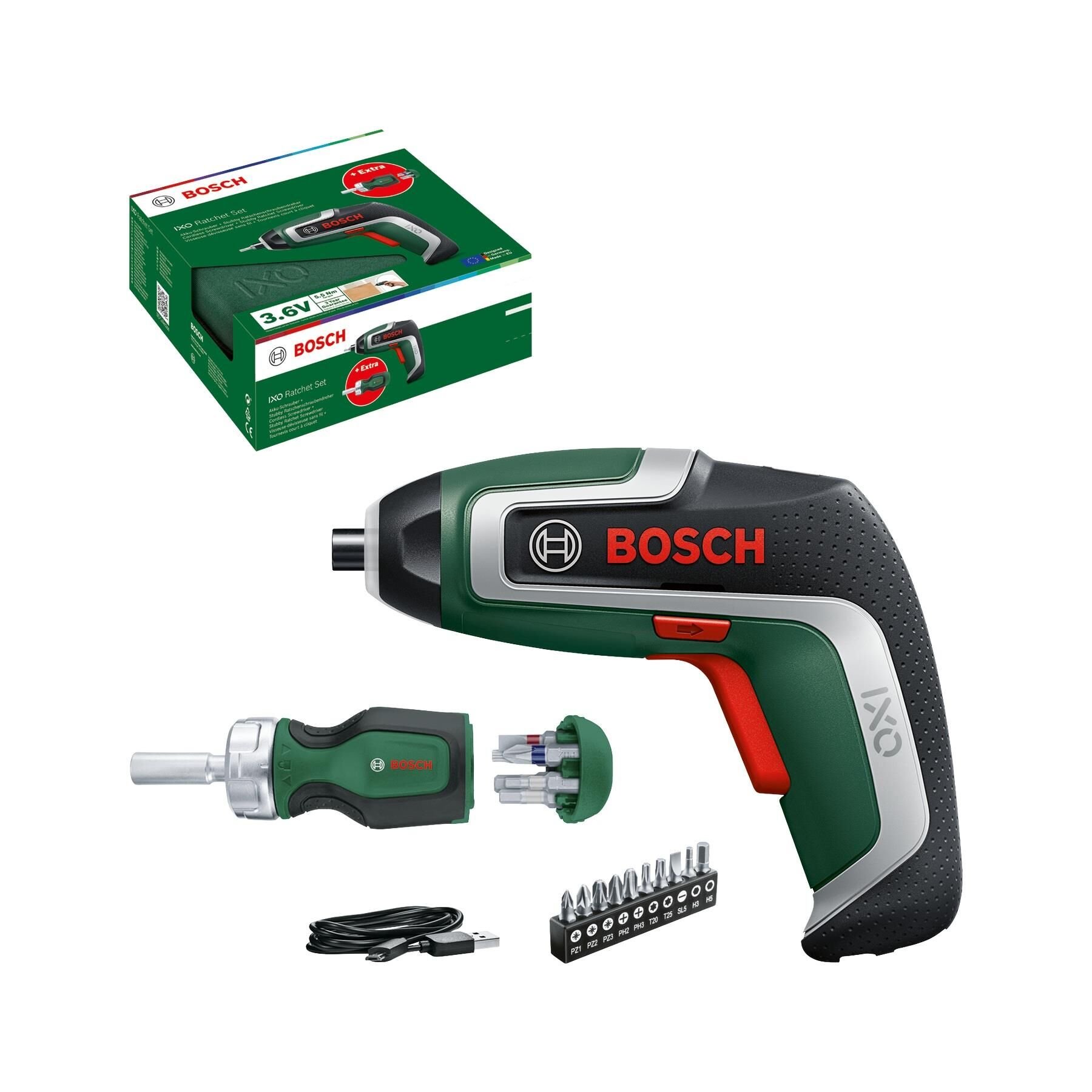 Bosch IXO 7 Akülü Vidalama-Cırcırlı Tornavida,10+6 Ad Bits Uç Setli 06039E0002