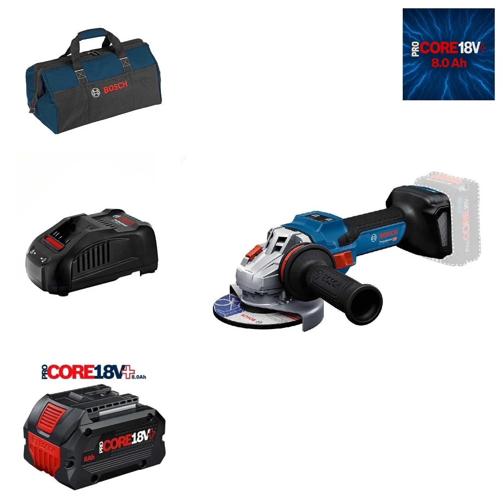 Bosch GWS 18V-15 S 1x8 Ah ProCORE 18V+ Akülü Taşlama Bez Çantalı