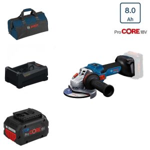 Bosch GWS 18V-15 S 1x8 Ah ProCORE 18V Akülü Taşlama Bez Çantalı