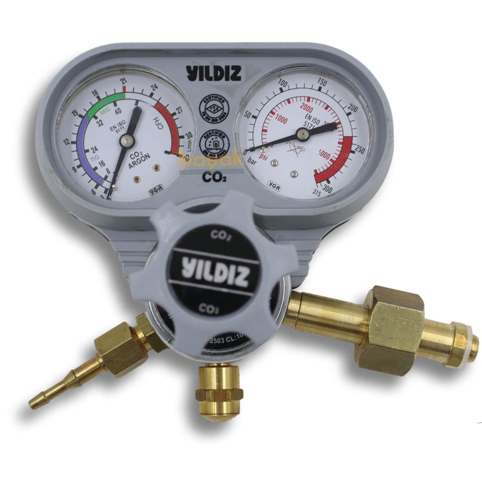 Yıldız 5450S CO2 0-21 L/min. Karbondioksit Basınç Düşürücü Saat