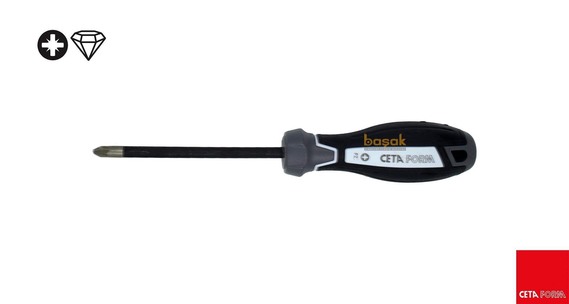 Ceta Form PZ2 x 100 mm Elmas Kayma Önleyici Yıldız Tornavida F17D-002-100