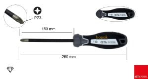 Ceta Form PZ3 x 150 mm Elmas Kayma Önleyici Yıldız Tornavida F17D-003-150