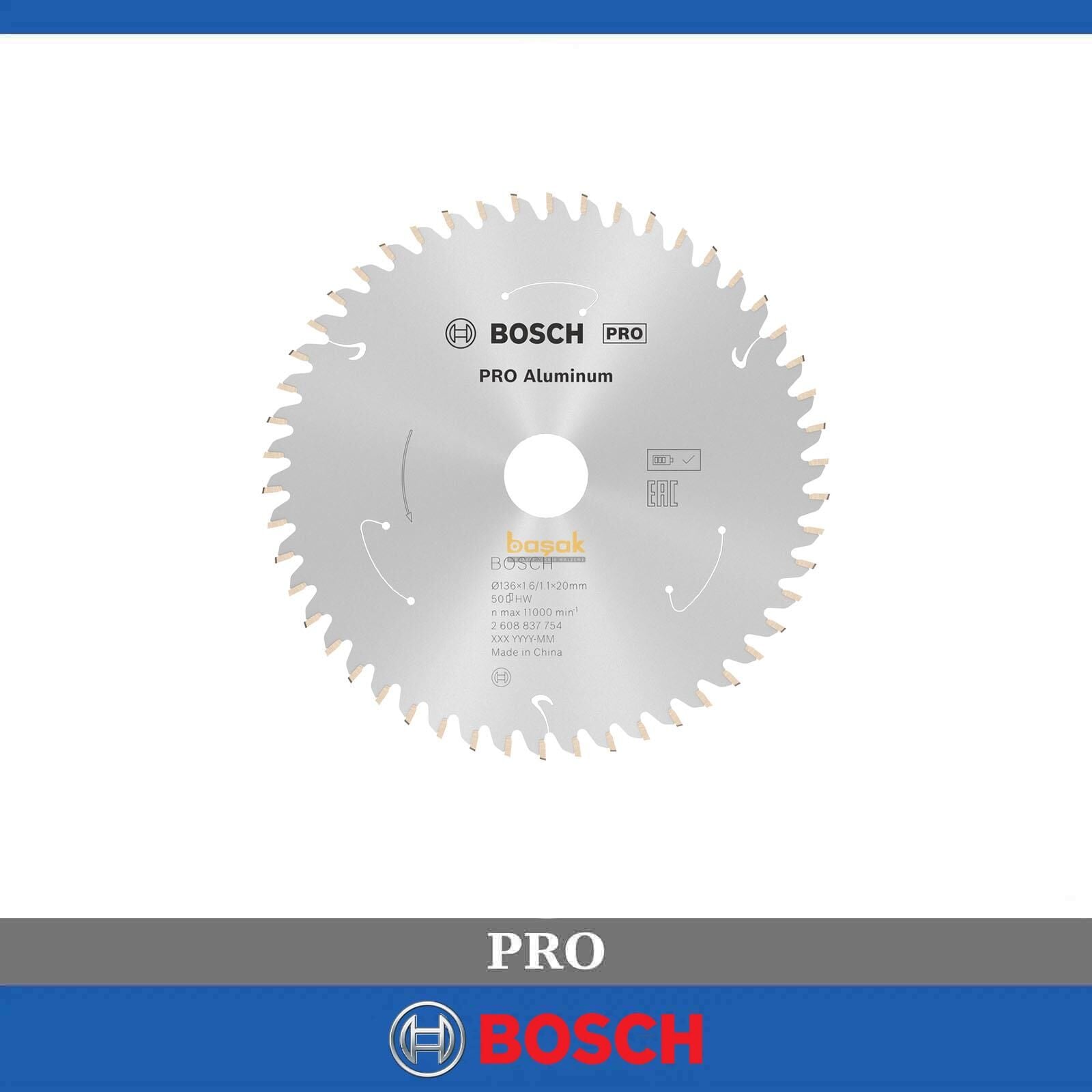 Bosch PRO 136x20 mm 50 Diş Akülü Alüminyum Daire Testere 2608837754