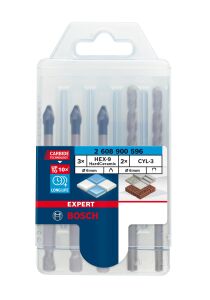 Bosch Expert 3 x HEX9 2 x CYL3 5'li 6 mm Sert Seramik Delme Ucu 2608900596