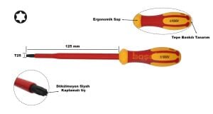 Ceta Form T25 x 125 mm 1000V İzoleli Torx Uçlu Tornavida G04-025-125
