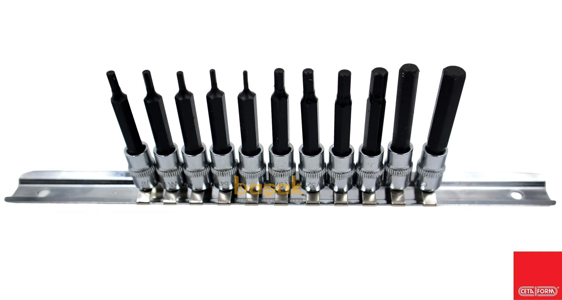 Ceta Form 11 Parça 1/4” Allen Uçlu Inch Lokma Takımı C08AS-RHX11