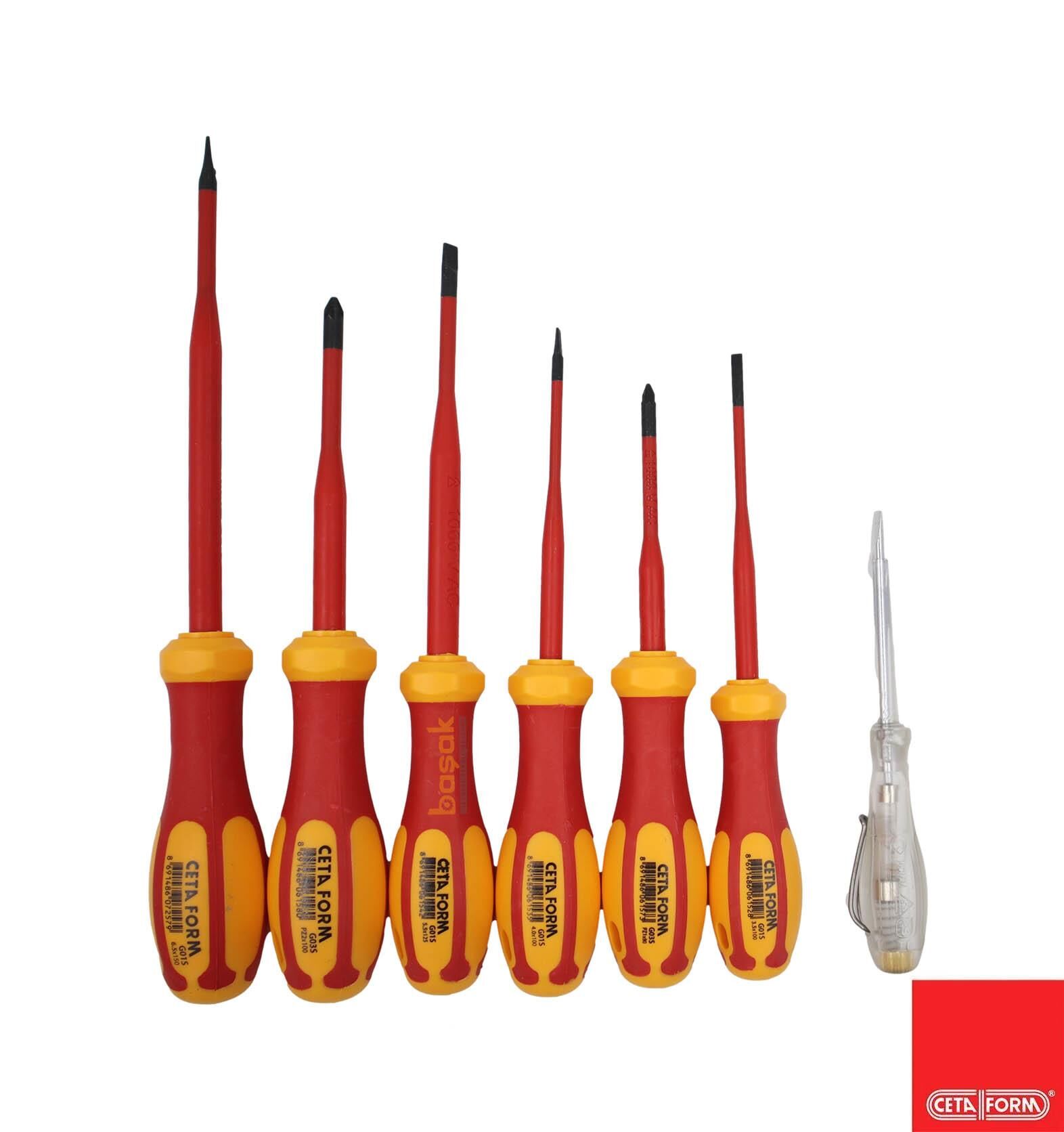Ceta Form Slimline 7 Parça 1000 Volt VDE İzoleli Düz Yıldız Tornavida Takımı G99-702S