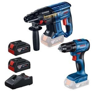 Bosch 2'li Vidalama ve Kırıcı-Delici Akülü Set GSR 185+GBH 180  2x4 Ah 0615990N20