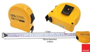 CETA FORM Şerit Metre (Inch/Metrik) 3 mt-10 ft 16 mm P05A-0316