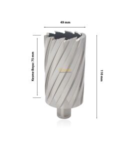 3Keego 49 x 75 mm HSS Uzun Manyetik Matkap Ucu SHC75