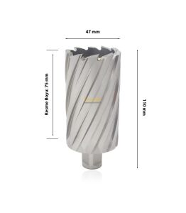 3Keego 47 x 75 mm HSS Uzun Manyetik Matkap Ucu SHC75