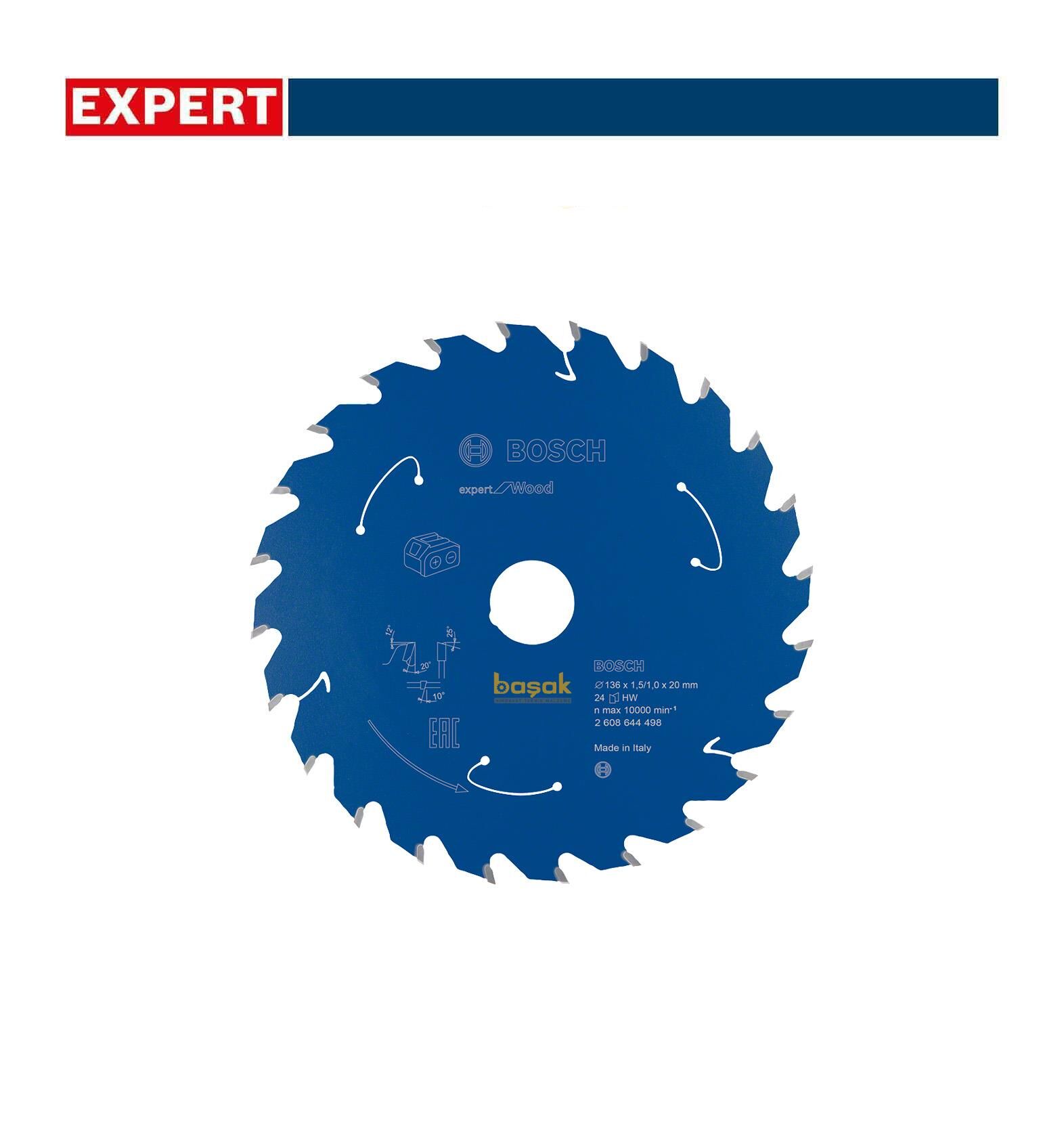 Bosch Expert 160x20 mm 24 Diş Akülü Makine Ahşap Daire Testeresi 2608644498